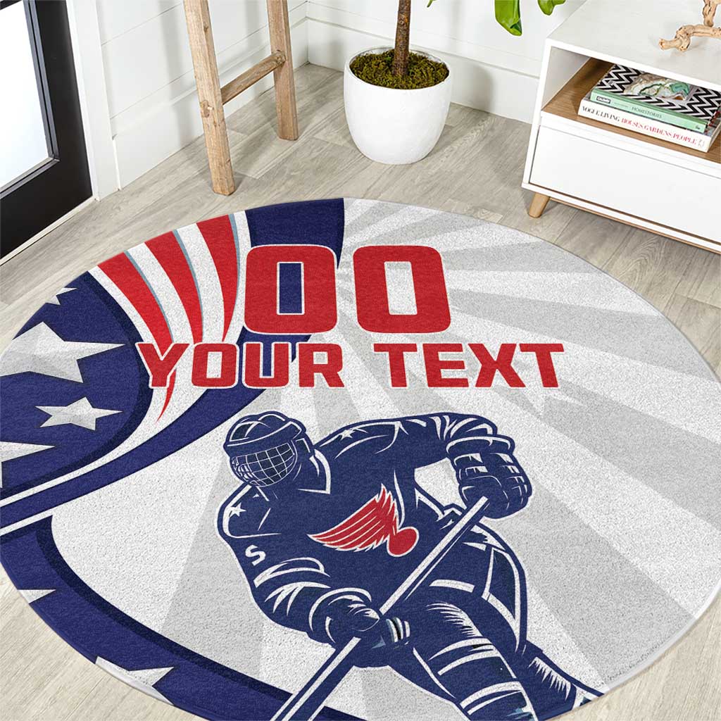 Custom United States Ice Hockey Round Carpet USA Go Champions