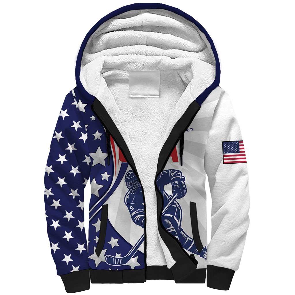 Custom United States Ice Hockey Sherpa Hoodie USA Go Champions