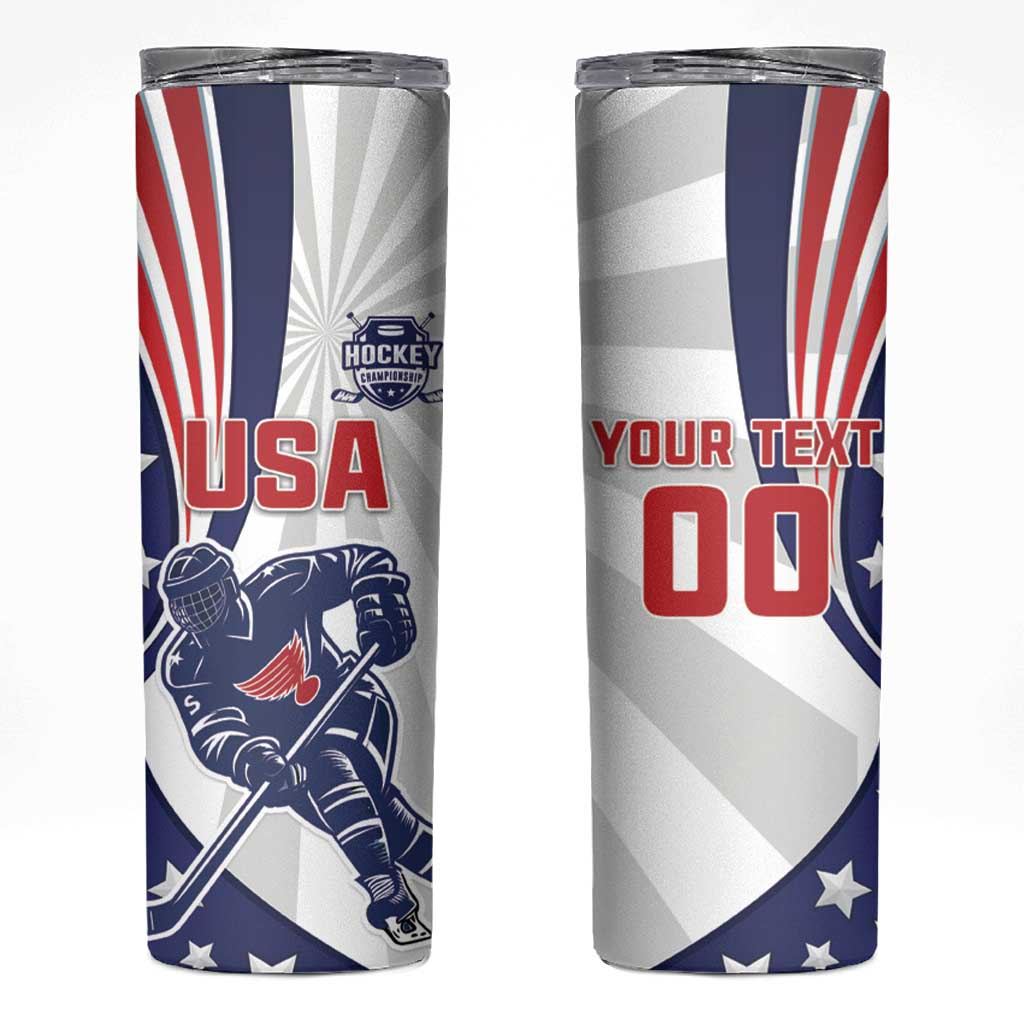 Custom United States Ice Hockey Skinny Tumbler USA Go Champions