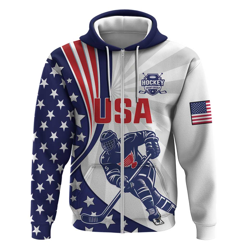 Custom United States Ice Hockey Zip Hoodie USA Go Champions