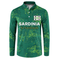 Green football button sweatshirt with Sardinia graphic and crew-neck collar