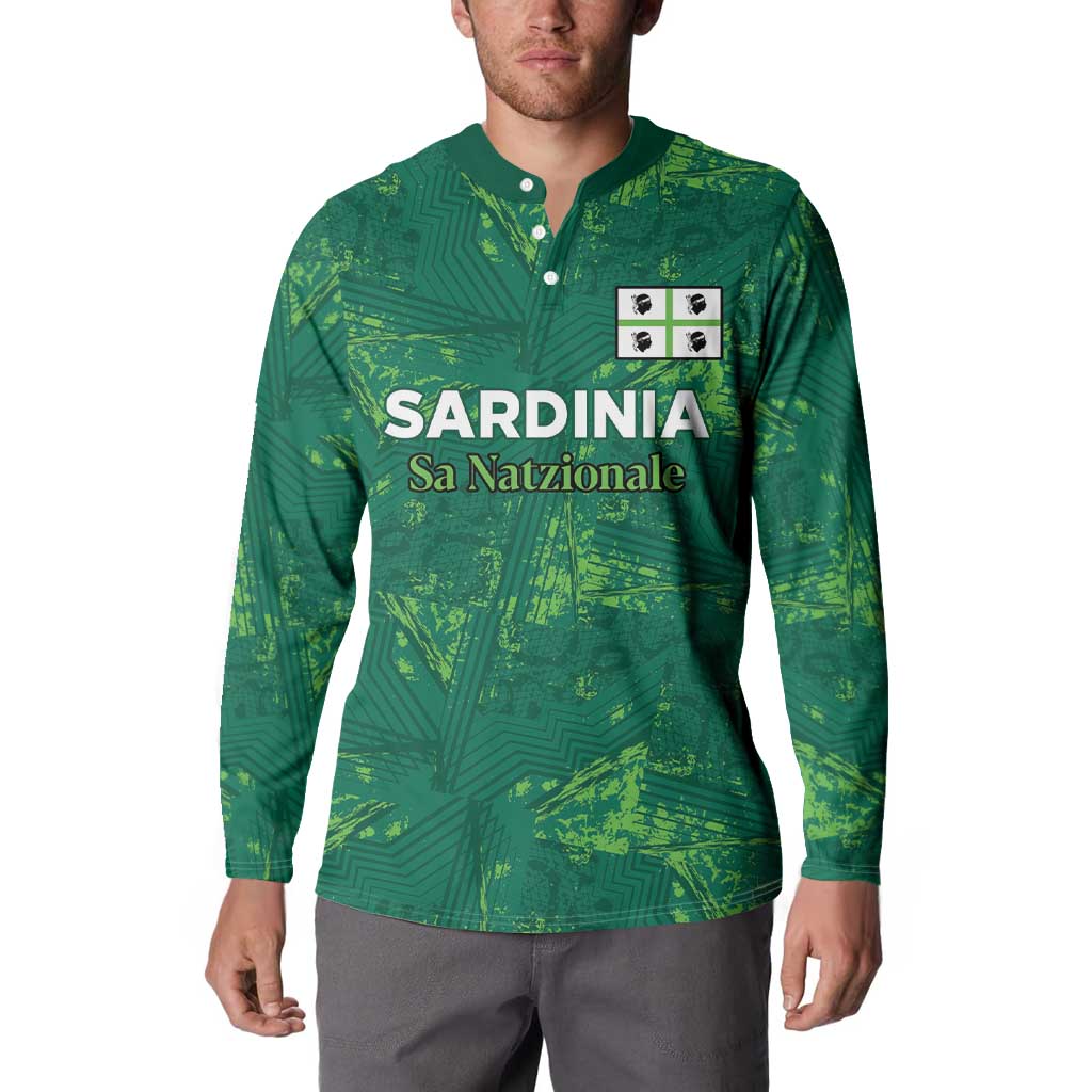 Green football button sweatshirt with Sardinia Sa Natzionale chest print