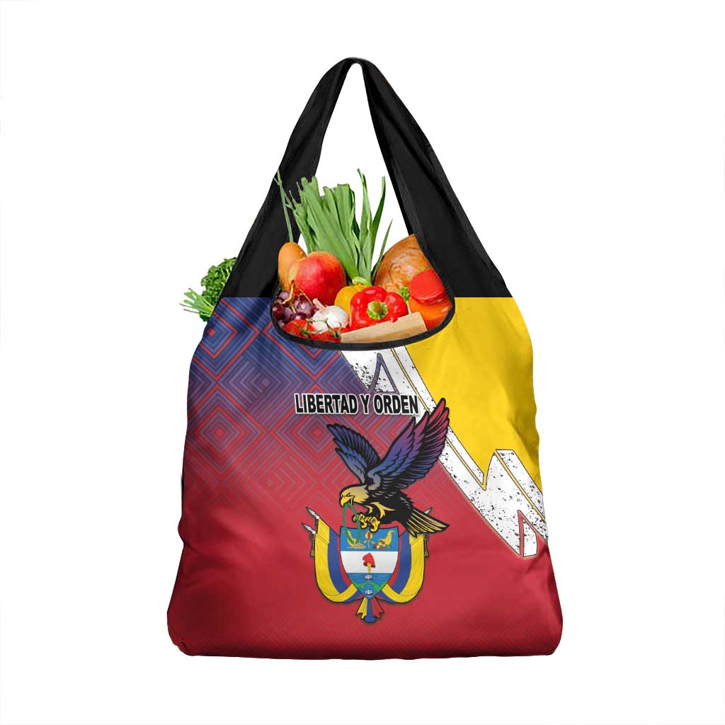 Colombia Coat Of Arms Grocery Bag With Flag Style And Fork Partern