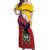 Colombia Coat Of Arms Off Shoulder Maxi Dress With Flag Style And Folk Pattern - Wonder Print Shop