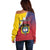 Colombia Coat Of Arms Off Shoulder Sweater With Flag Style And Folk Pattern - Wonder Print Shop