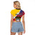 Colombia Coat Of Arms Raglan Cropped T Shirt With Flag Style And Folk Pattern - Wonder Print Shop