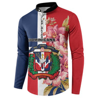 Colorblock button sweatshirt with floral crest graphic and vertical emblem panel