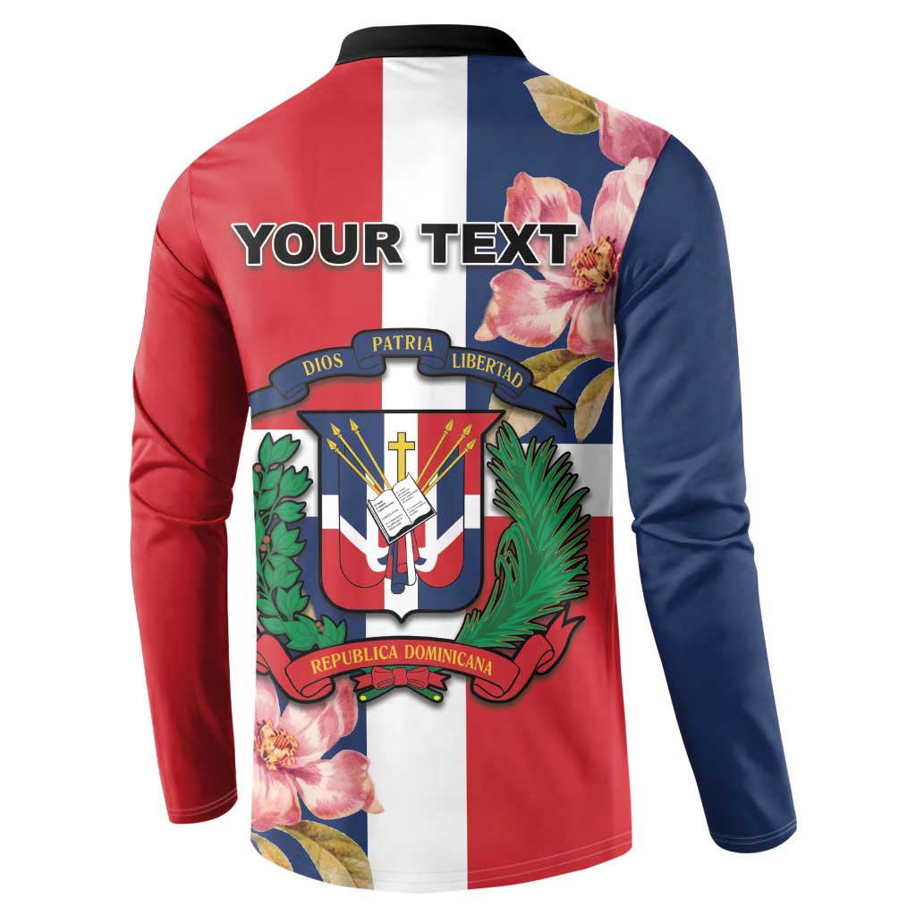 Button sweatshirt back with YOUR TEXT and floral crest over tricolor panels