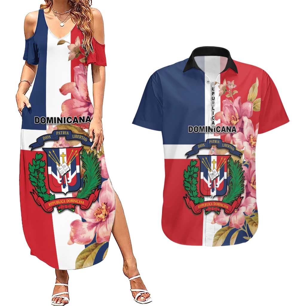 Personalized Dominican Republic Bayahbe Rose Couples Matching Summer Maxi Dress and Hawaiian Shirt - Wonder Print Shop