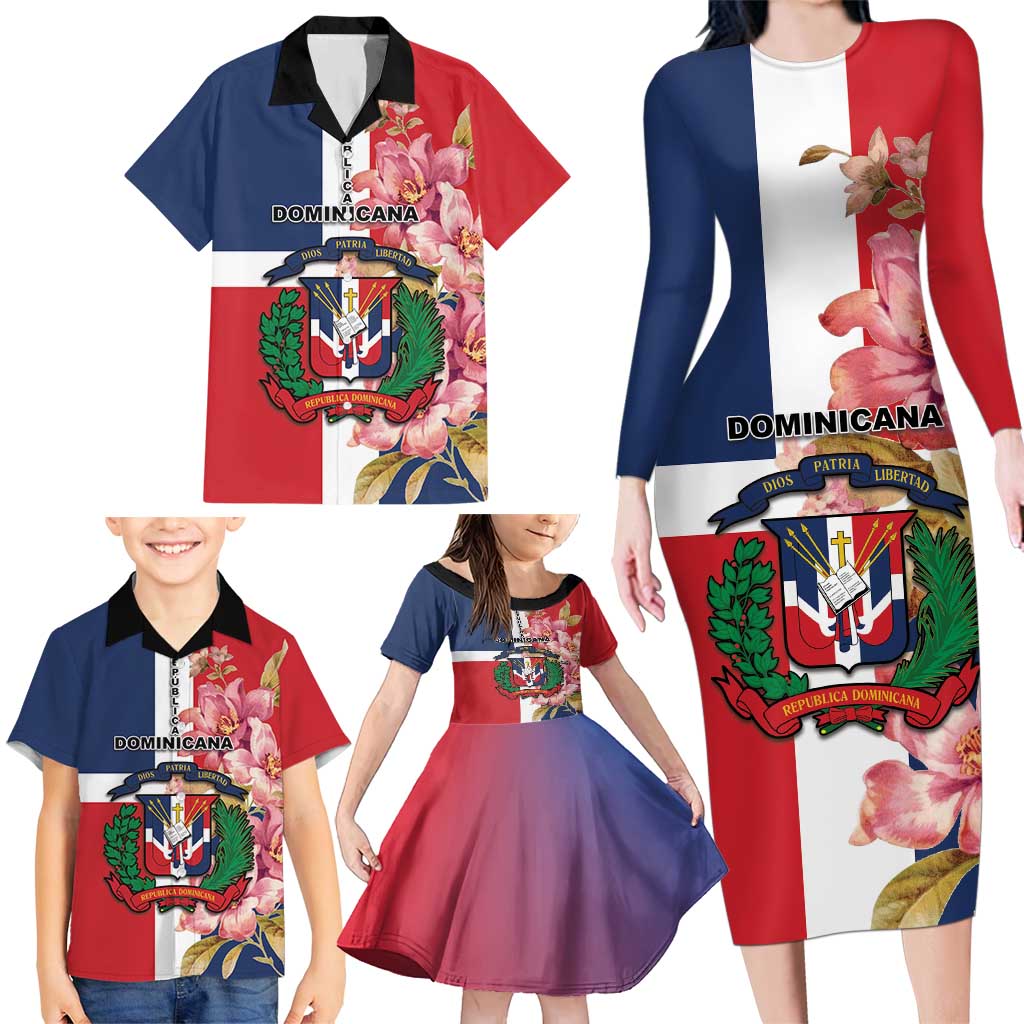 Personalized Dominican Republic Bayahbe Rose Family Matching Long Sleeve Bodycon Dress and Hawaiian Shirt - Wonder Print Shop