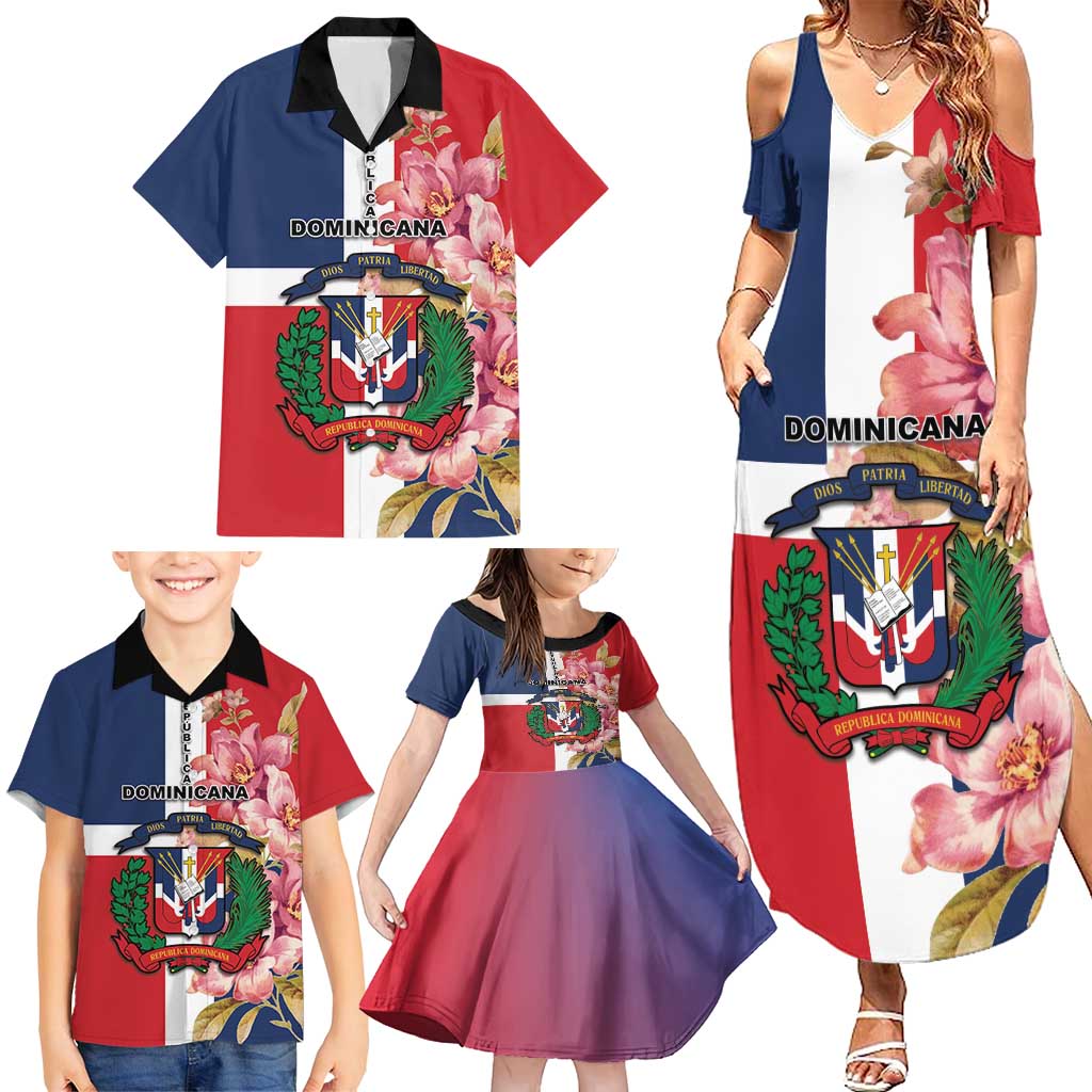 Personalized Dominican Republic Bayahbe Rose Family Matching Summer Maxi Dress and Hawaiian Shirt - Wonder Print Shop