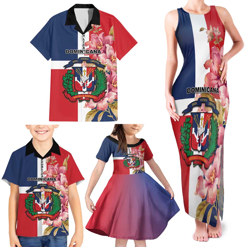 Personalized Dominican Republic Bayahbe Rose Family Matching Tank Maxi Dress and Hawaiian Shirt - Wonder Print Shop