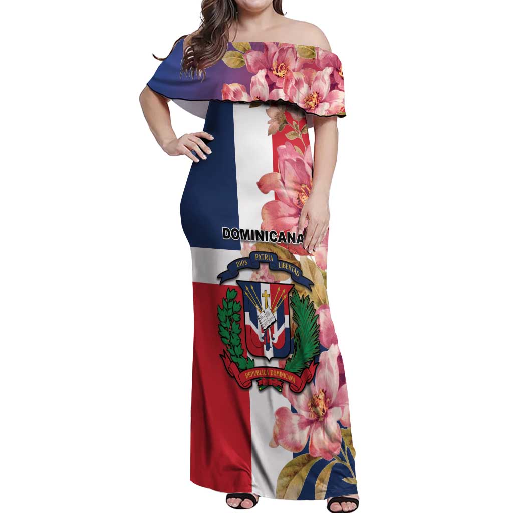 Personalized Dominican Republic Bayahbe Rose Off Shoulder Maxi Dress - Wonder Print Shop