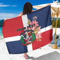 Personalized Dominican Republic tri-color sarong with floral crest and text