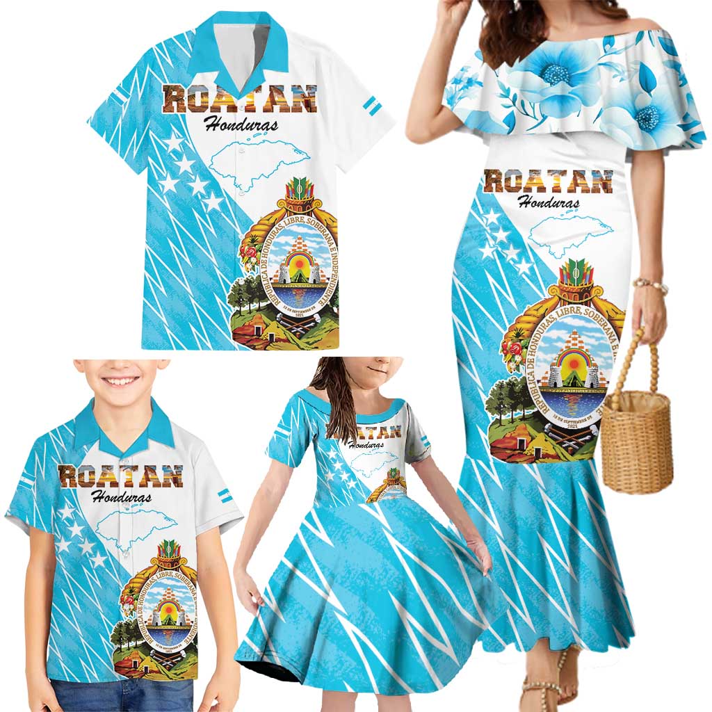 Personalized Honduras Coat Of Arms Family Matching Mermaid Dress and Hawaiian Shirt Flag Color Style - Wonder Print Shop