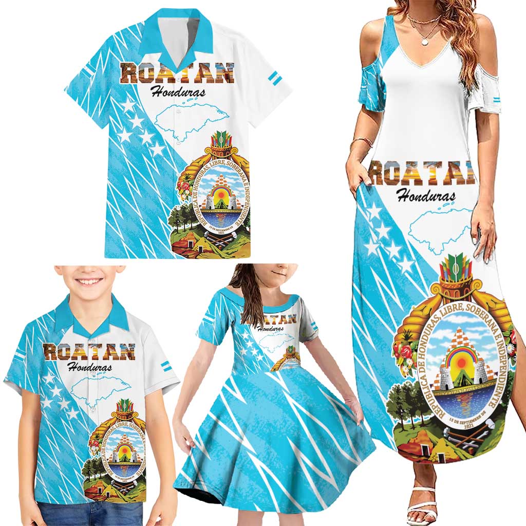 Personalized Honduras Coat Of Arms Family Matching Summer Maxi Dress and Hawaiian Shirt Flag Color Style - Wonder Print Shop