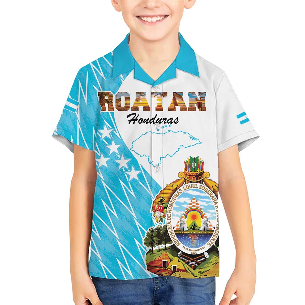 Personalized Honduras Coat Of Arms Kid Hawaiian Shirt Flag Color Style - Wonder Print Shop