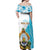 Personalized Honduras Coat Of Arms Off Shoulder Maxi Dress Flag Color Style - Wonder Print Shop