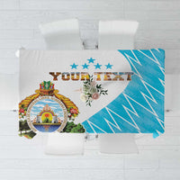Personalized tablecloth with Honduras coat of arms and blue geometric flag design