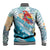 Personalized Roatan Honduras Baseball Jacket Scarlet Macaw With Hibiscus Flowers - Wonder Print Shop