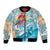 Personalized Roatan Honduras Bomber Jacket Scarlet Macaw With Hibiscus Flowers - Wonder Print Shop