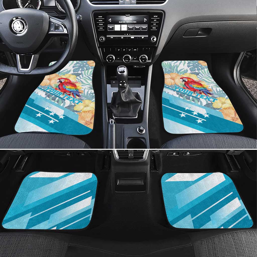 Personalized Roatan Honduras Car Mats Scarlet Macaw With Hibiscus Flowers - Wonder Print Shop