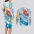 Personalized Roatan Honduras Couples Matching Long Sleeve Bodycon Dress and Long Sleeve Button Shirt Scarlet Macaw With Hibiscus Flowers - Wonder Print Shop