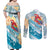 Personalized Roatan Honduras Couples Matching Off Shoulder Maxi Dress and Long Sleeve Button Shirt Scarlet Macaw With Hibiscus Flowers - Wonder Print Shop