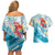 Personalized Roatan Honduras Couples Matching Off Shoulder Short Dress and Hawaiian Shirt Scarlet Macaw With Hibiscus Flowers - Wonder Print Shop