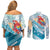 Personalized Roatan Honduras Couples Matching Off Shoulder Short Dress and Long Sleeve Button Shirt Scarlet Macaw With Hibiscus Flowers - Wonder Print Shop