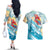 Personalized Roatan Honduras Couples Matching Off The Shoulder Long Sleeve Dress and Hawaiian Shirt Scarlet Macaw With Hibiscus Flowers - Wonder Print Shop