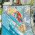 Personalized Roatan Honduras Quilt Scarlet Macaw With Hibiscus Flowers