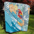 Personalized Roatan Honduras Quilt Scarlet Macaw With Hibiscus Flowers