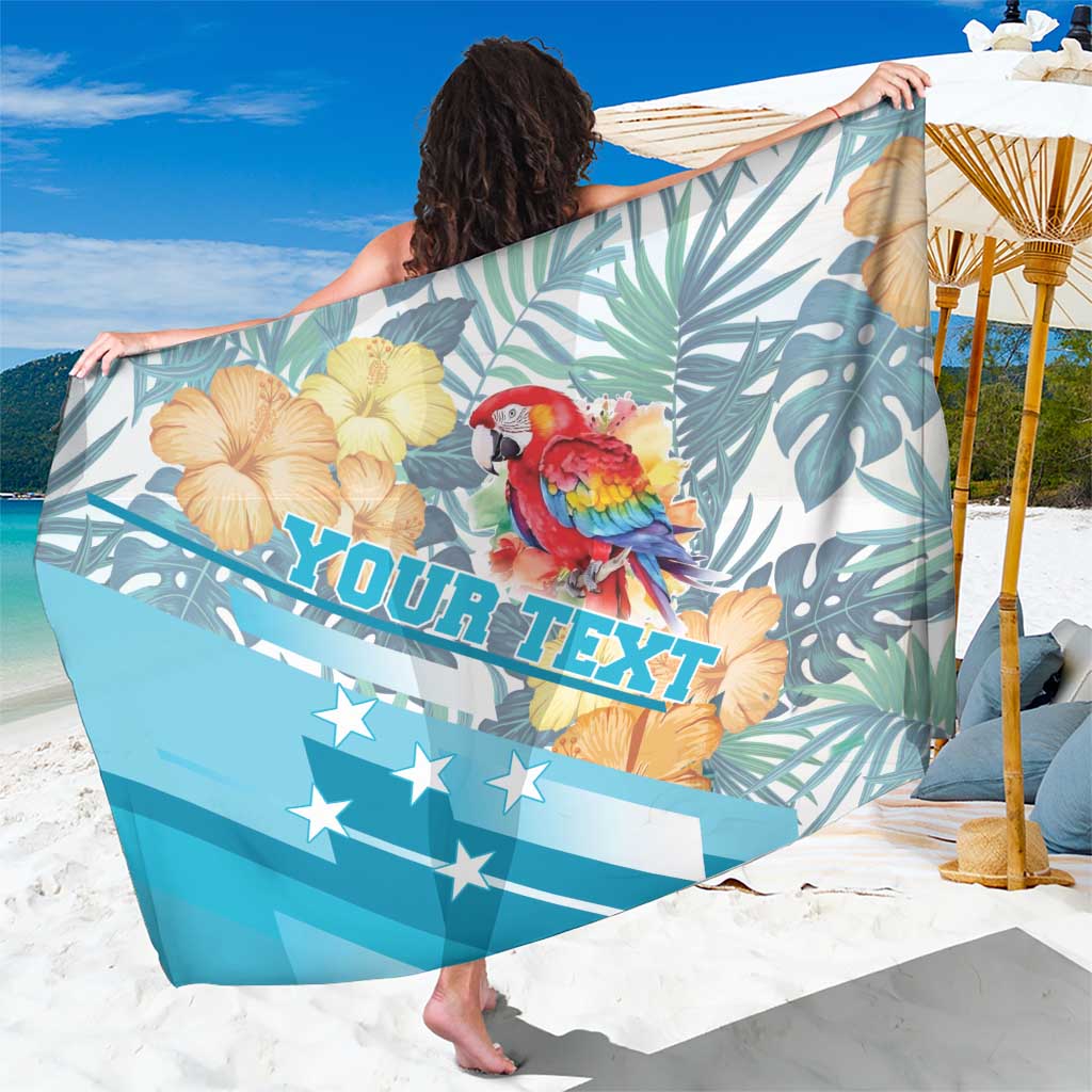 Personalized Roatan Honduras Sarong Scarlet Macaw With Hibiscus Flowers - Wonder Print Shop