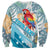 Personalized Roatan Honduras Sweatshirt Scarlet Macaw With Hibiscus Flowers - Wonder Print Shop