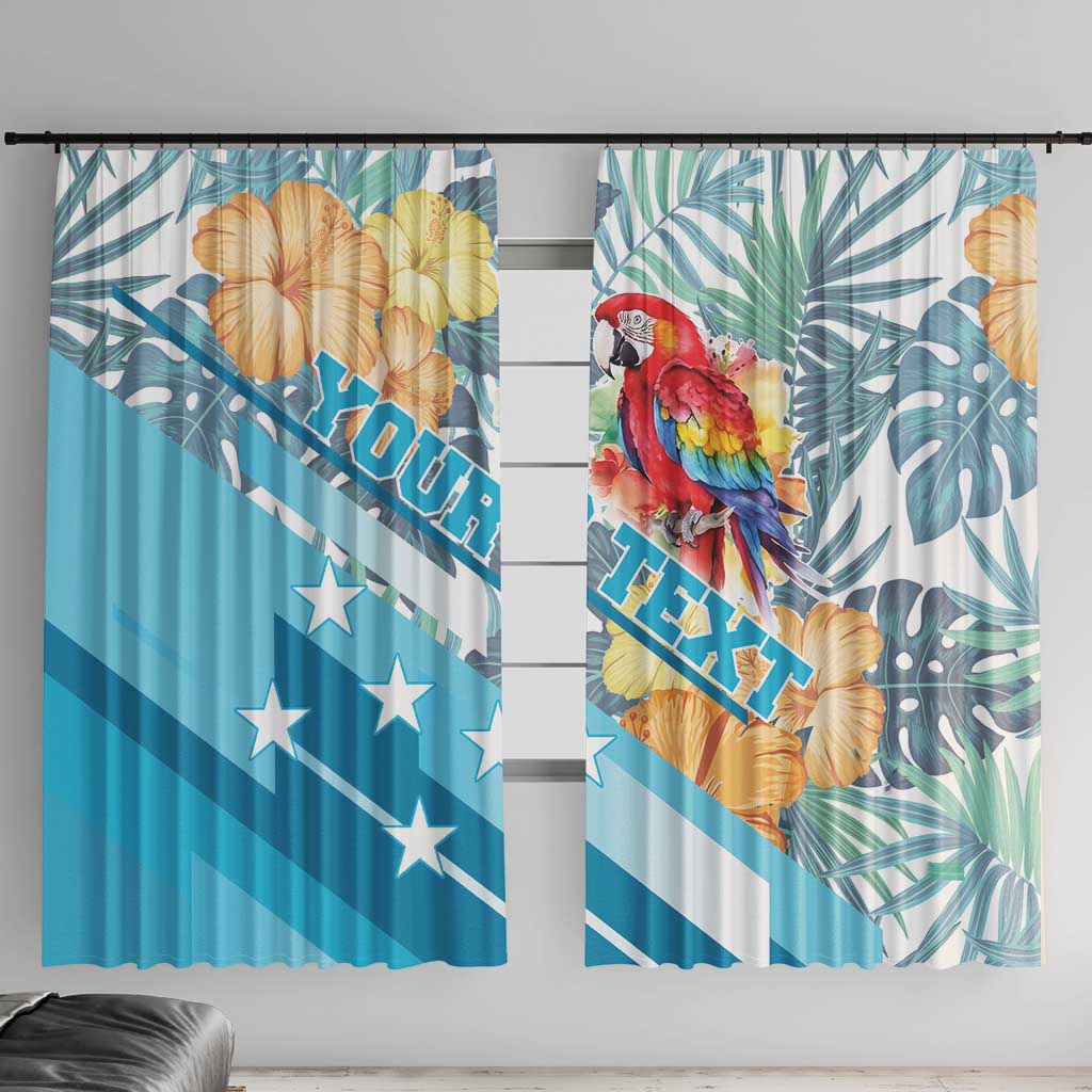 Personalized Roatan Honduras Window Curtain Scarlet Macaw With Hibiscus Flowers - Wonder Print Shop