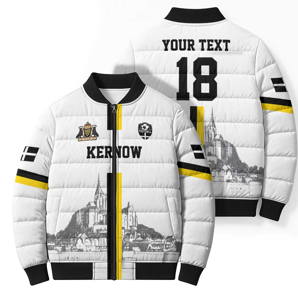 Custom Cornwall Football Bomber Puffer Jacket Mont Saint Michel - Wonder Print Shop