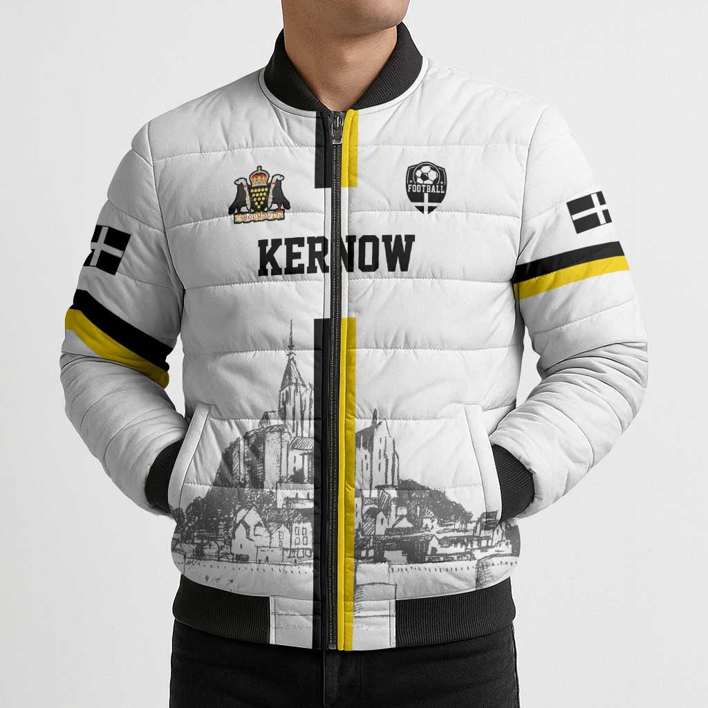 Custom Cornwall Football Bomber Puffer Jacket Mont Saint Michel - Wonder Print Shop