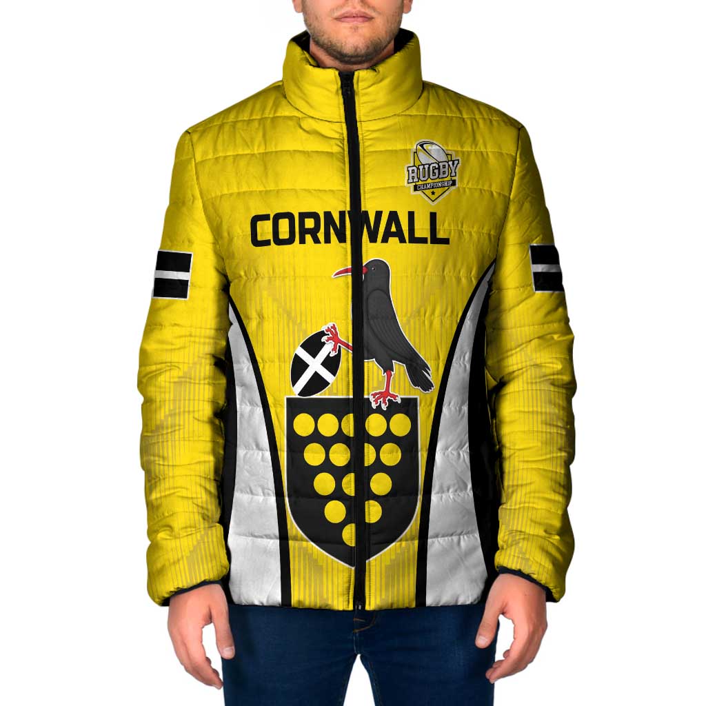 Custom Cornwall Rugby Padded Jacket Cornish Chough Go Champion - Wonder Print Shop