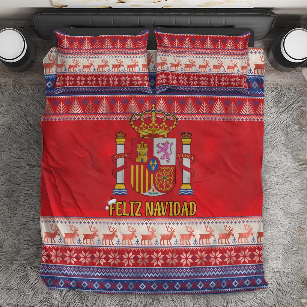 Spain Coat Of Arms Christmas Bedding Set Feliz Navidad - Wonder Print Shop