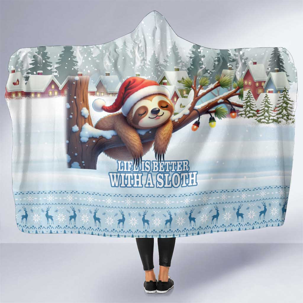 Merry Slothmas Hooded Blanket Life Is Better With A Sloth