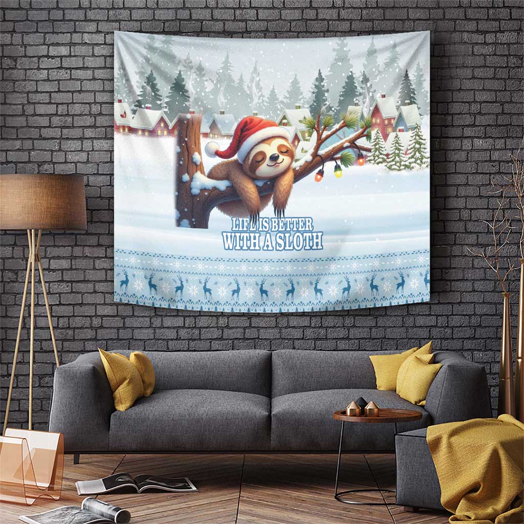 Merry Slothmas Tapestry Life Is Better With A Sloth