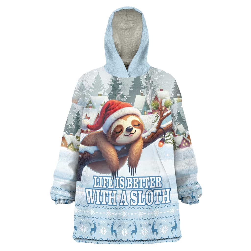 Merry Slothmas Wearable Blanket Hoodie Life Is Better With A Sloth