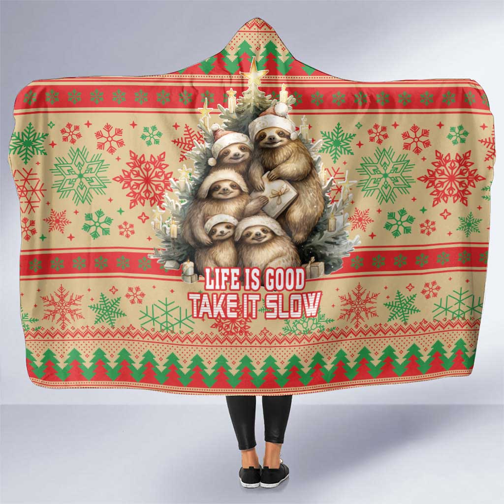 Slothy Christmas Hooded Blanket Life Is Good Take It Slow