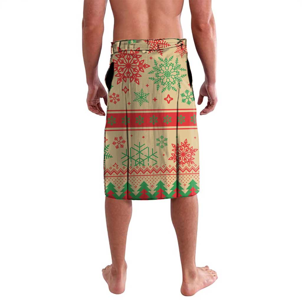 Men's Christmas patterned shorts with red, green, and snowflake motifs