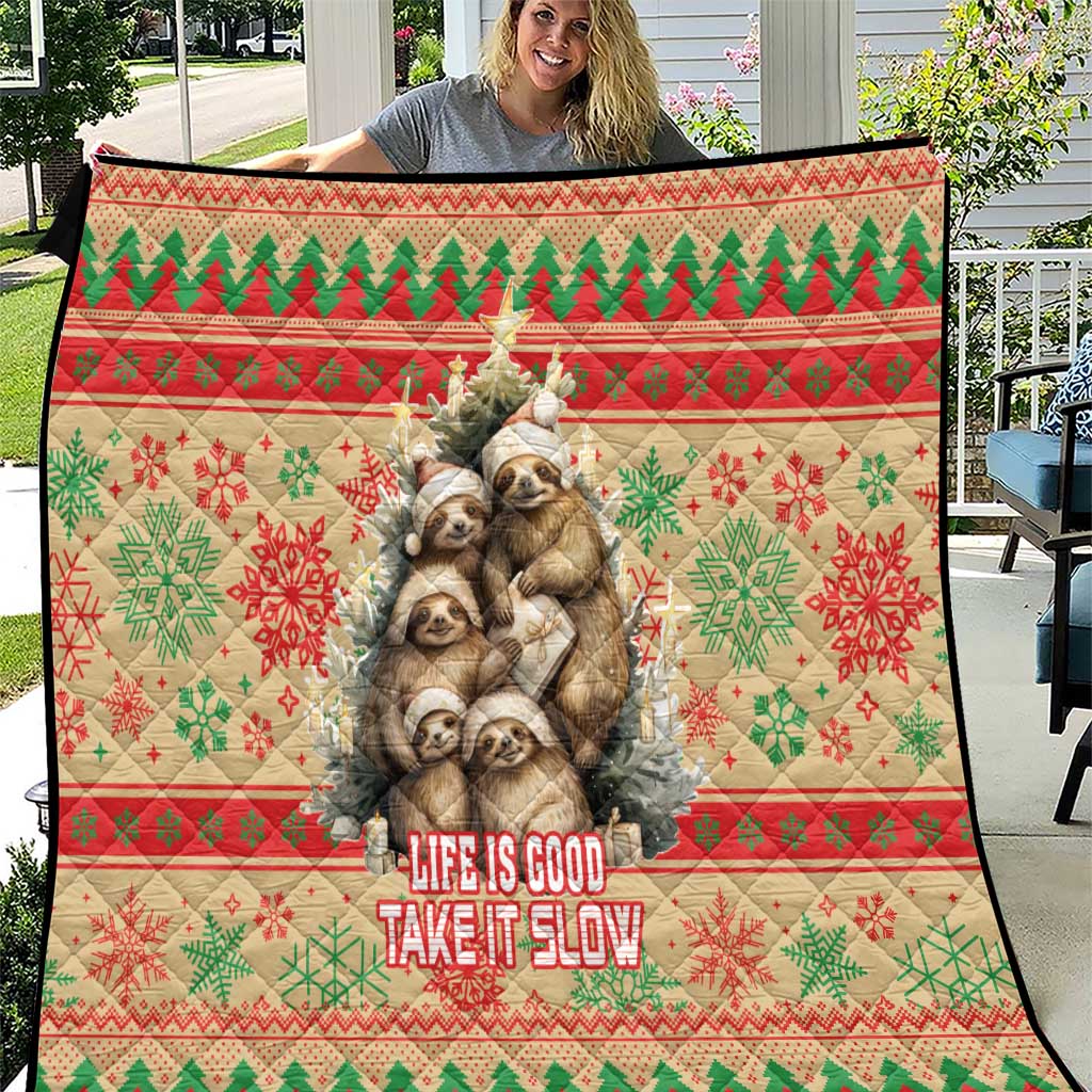 Slothy Christmas Quilt Life Is Good Take It Slow - Wonder Print Shop