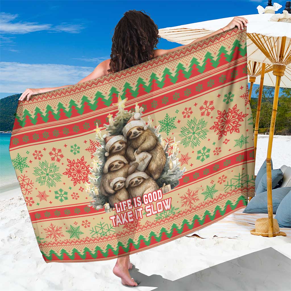 Slothy Christmas Sarong Life Is Good Take It Slow