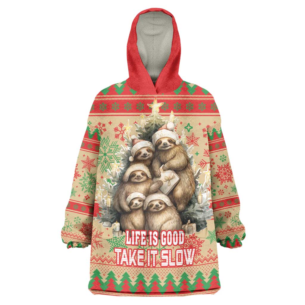 Slothy Christmas Wearable Blanket Hoodie Life Is Good Take It Slow