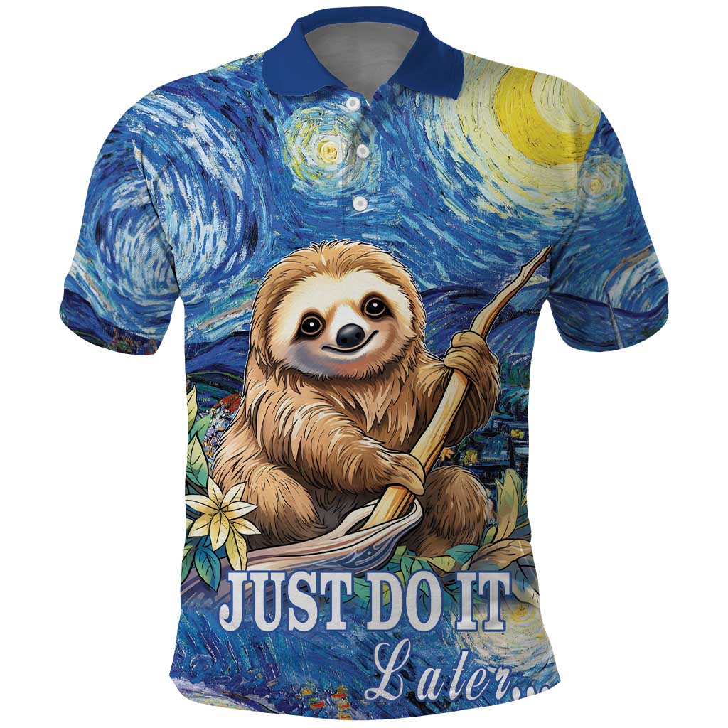 Sloth Starry Night Polo Shirt I'm Not Lazy