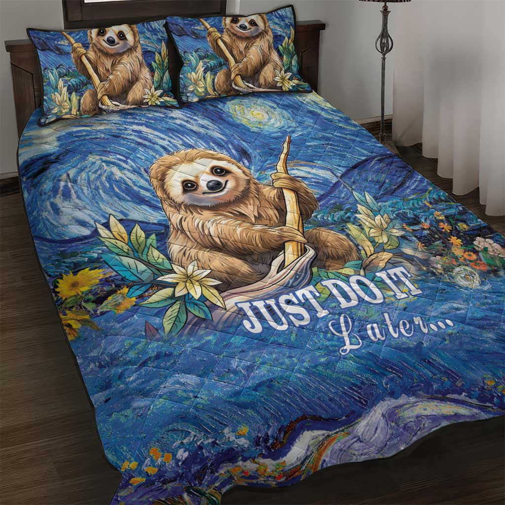 Sloth Starry Night Quilt Bed Set I'm Not Lazy - Wonder Print Shop